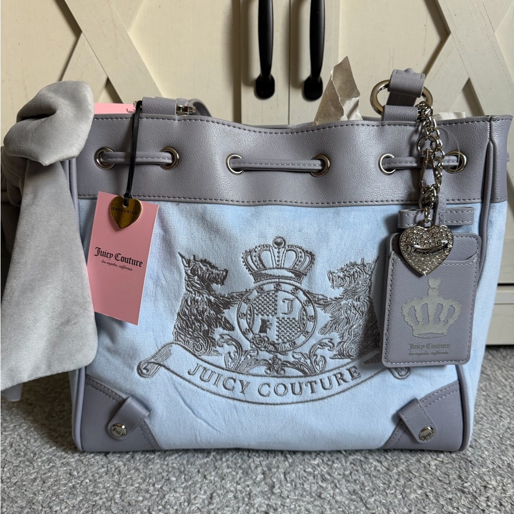 Juicy Couture Classic Scottie Dog tote daydreamer -  dusty blue/ Gray